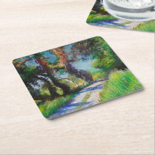 Sonnenbeschienene Olivenhaide Pastell-Landschaft Rechteckiger Pappuntersetzer