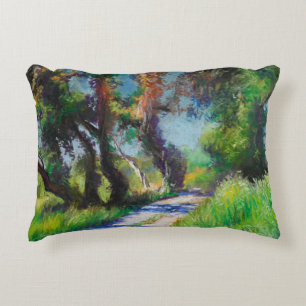 Sonnenbeschienene Olivenhaine-Pastell-Landschaft Dekokissen