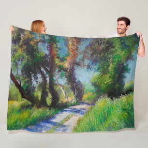 Sonnenbeschienene Olivenhaine-Pastell-Landschaft Fleecedecke