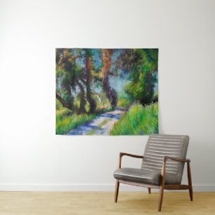 Sonnenbeschienene Olivenhaine-Pastell-Landschaft Wandteppich
