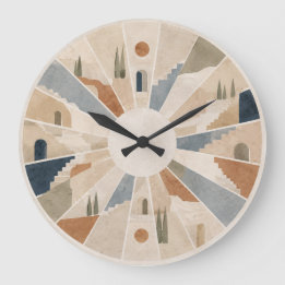 Sonnenbeschienene Terrassen Mediterranean 10,75 Ru Große Wanduhr