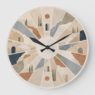 Sonnenbeschienene Terrassen Mediterranean 10,75 Ru Große Wanduhr