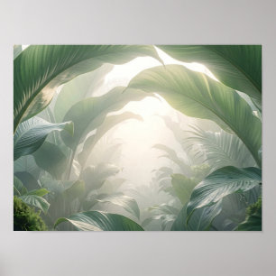 Sonnenbeschienene tropische Blätter Botanischer Po Poster