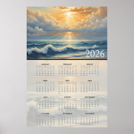 Sonnenbeschienener Ozeanhorizont 2026 Kalender  Poster