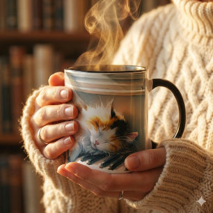 Sonnenbeschienenes Klavier Katzen Cottagecore Trau Tasse