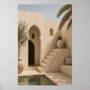 Sonnenbeschienenes Mittelmeer-Innenhof-Kunstposter Poster