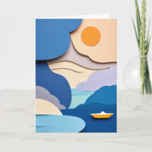 Sonnenbeschienenes Papierboot Karte