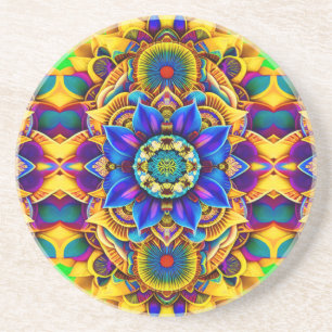 Sonnenblauer Akzent Mandala Getränkeuntersetzer