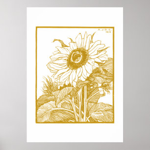 Sonnenblume (1919) Vintages Holz von Julie de Graa Poster