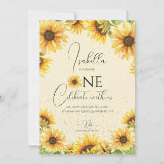 Sonnenblume 1. Geburtstag Party Einladung