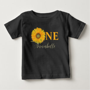 Sonnenblume 1. Geburtstag Wasserfarbe Gelbes Baby T-shirt