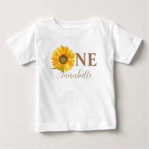Sonnenblume 1. Geburtstag Wasserfarbe Gelbes Baby T-shirt