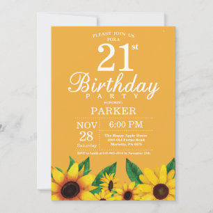 Sonnenblume 21. Geburtstag Einladung