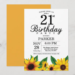 Sonnenblume 21. Geburtstag Einladung