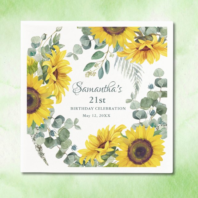 Sonnenblume 21. Geburtstag Party Serviette (Von Creator hochgeladen)
