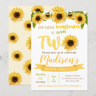 Sonnenblume 2. Geburtstag Party Einladung