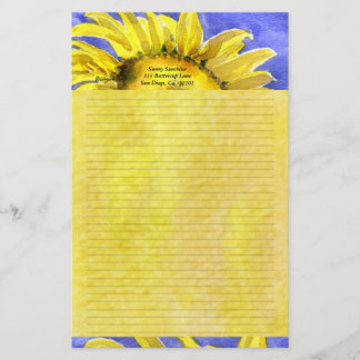 Sonnenblume 2 Wasserfarben Personalisiert Stationä Briefpapier