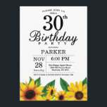 Sonnenblume 30. Geburtstag Einladung<br><div class="desc">Sonnenblume 30. Geburtstag Einladung. Blume mit Blumen und weißem Hintergrund. Vintages Retro. Frauen zum Geburtstag. 12. 13. 15. 16. 18. 20. 21. 30. 40. 50. 60. 70. 80. 90. 100., jedes Alter. Printable Digital. Für weitere Anpassungen klicken Sie bitte auf die Schaltfläche "Anpassen" und verwenden Sie unser Designwerkzeug, um diese...</div>