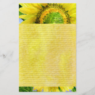 Sonnenblume 3 Wasserfarben Personalisiert Stationä Briefpapier