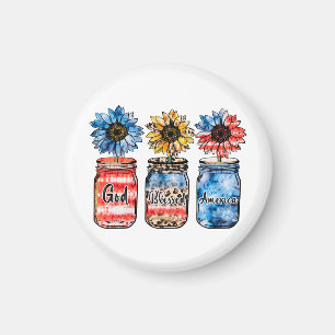 Sonnenblume 4. Juli   Gott segnete Amerika Magnet