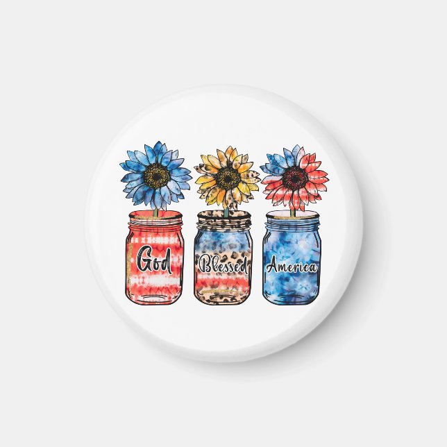 Sonnenblume 4. Juli | Gott segnete Amerika Magnet (Vorne)