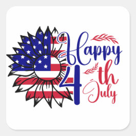 Sonnenblume 4. Juli Quadratischer Aufkleber