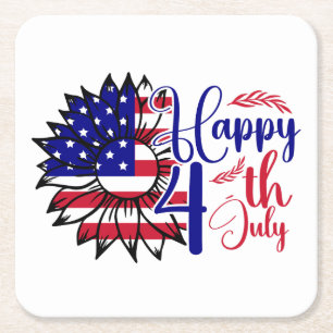 Sonnenblume 4. Juli Rechteckiger Pappuntersetzer