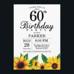 Sonnenblume 60. Geburtstag Einladung<br><div class="desc">Sonnenblume 60. Geburtstag Einladung. Blume mit Blumen und weißem Hintergrund. Vintages Retro. Frauen zum Geburtstag. 12. 13. 15. 16. 18. 20. 21. 30. 40. 50. 60. 70. 80. 90. 100., jedes Alter. Printable Digital. Für weitere Anpassungen klicken Sie bitte auf die Schaltfläche "Anpassen" und verwenden Sie unser Designwerkzeug, um diese...</div>