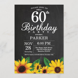 Sonnenblume 60. Geburtstag Einladung