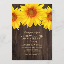 Sonnenblume 70. Hochzeitstag Rustikales Holz Einladung