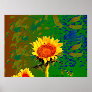 Sonnenblume Abend Poster