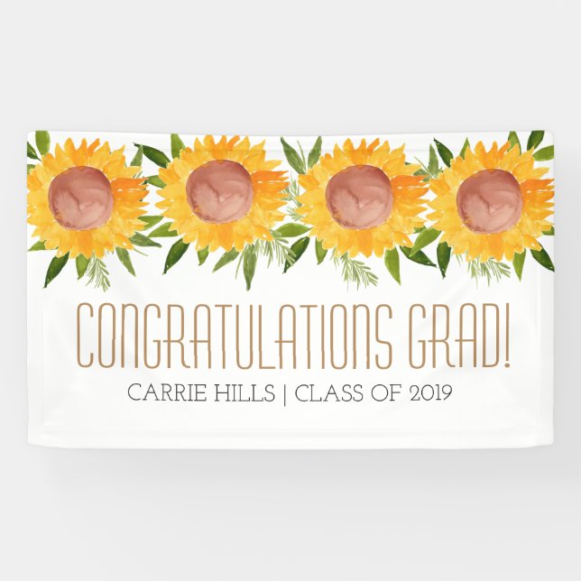 Sonnenblume-Abschluss-Party-Glückwunschfahne Banner (Horizontal)