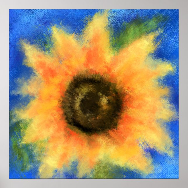 Sonnenblume - Abstrakte Original-Kunstmalerei  Poster (Vorne)