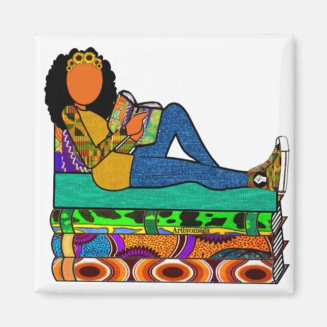 Sonnenblume Afrozentrierter Leser Magnet (Vorne)