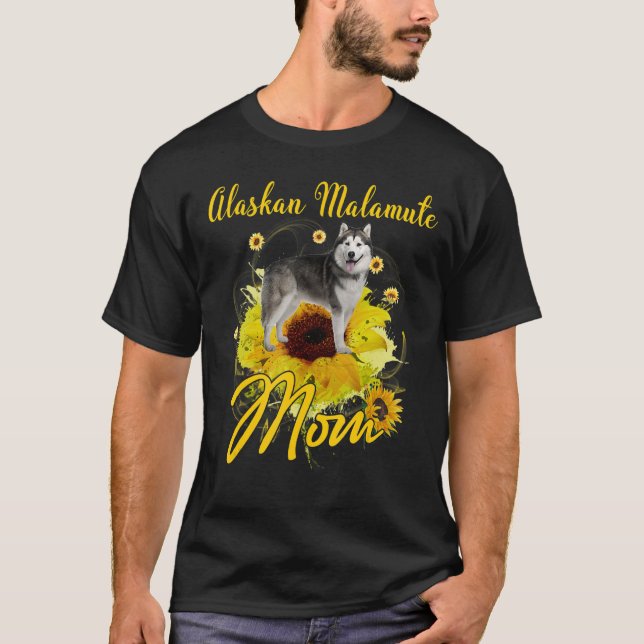 Sonnenblume Alaskan Malamute Mama Dog Mutter T-Shirt (Vorderseite)