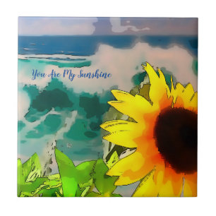 Sonnenblume am Strand du bist mein Sonnenschein Fliese