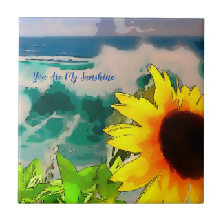 Sonnenblume am Strand du bist mein Sonnenschein Fliese