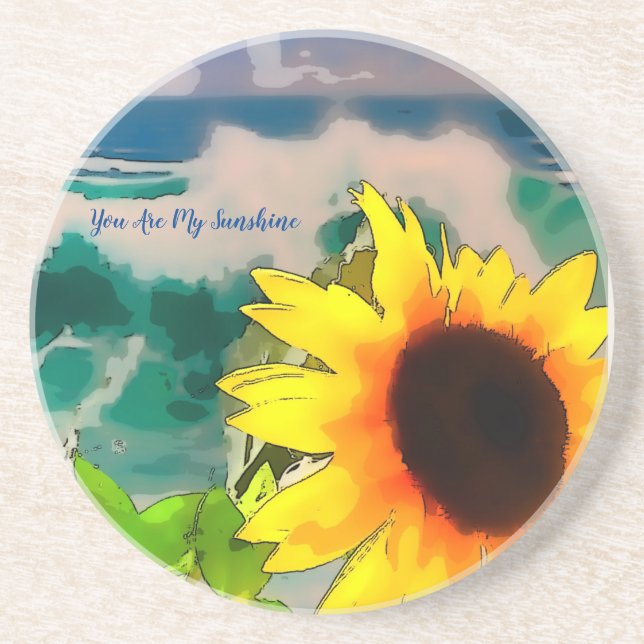 Sonnenblume am Strand du bist mein Sonnenschein Getränkeuntersetzer (Vorne)