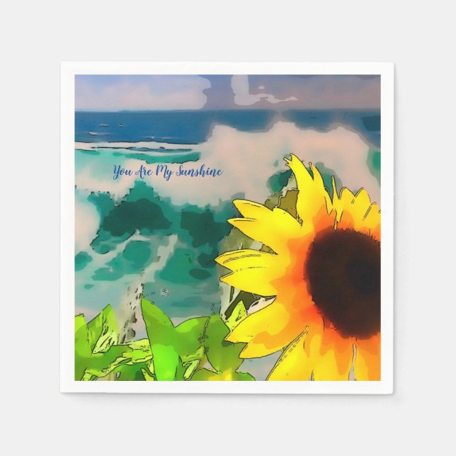 Sonnenblume am Strand du bist mein Sonnenschein Serviette (Vorderseite)