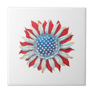 Sonnenblume American Flag 4. Juli Frauen Männer Me Fliese