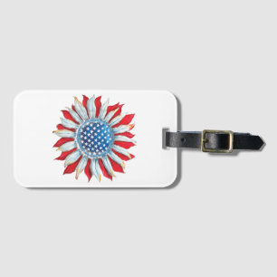 Sonnenblume American Flag 4. Juli Frauen Männer Me Gepäckanhänger
