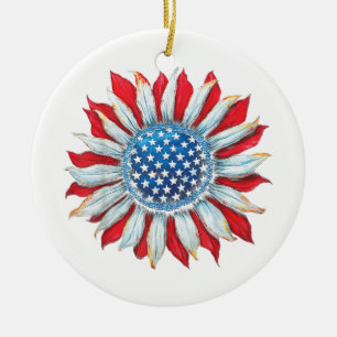 Sonnenblume American Flag 4. Juli Frauen Männer Me Keramik Ornament