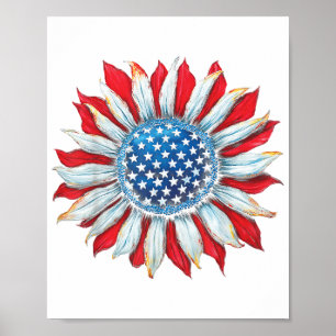 Sonnenblume American Flag 4. Juli Frauen Männer Me Poster
