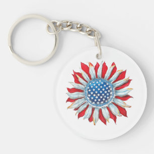Sonnenblume American Flag 4. Juli Frauen Männer Me Schlüsselanhänger