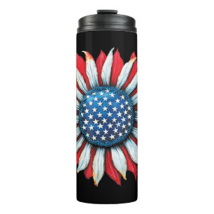 Sonnenblume American Flag 4. Juli Frauen Männer Me Thermosbecher