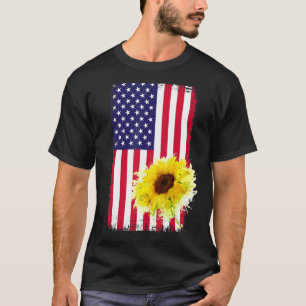 Sonnenblume American Flag 4. Juli USA Patriotic T-Shirt