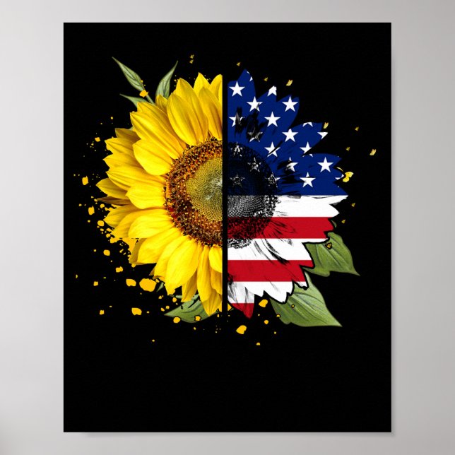 Sonnenblume American Flag Patriotic 4. Juli Poster (Vorne)