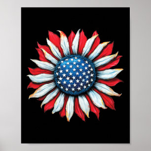 Sonnenblume Amerikanische Flagge 4. Juli Frauen Mä Poster