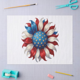 Sonnenblume Amerikanische Flagge 4. Juli Seidenpapier