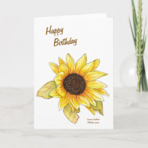 Sonnenblume Aquarell anpassbare Grußkarte